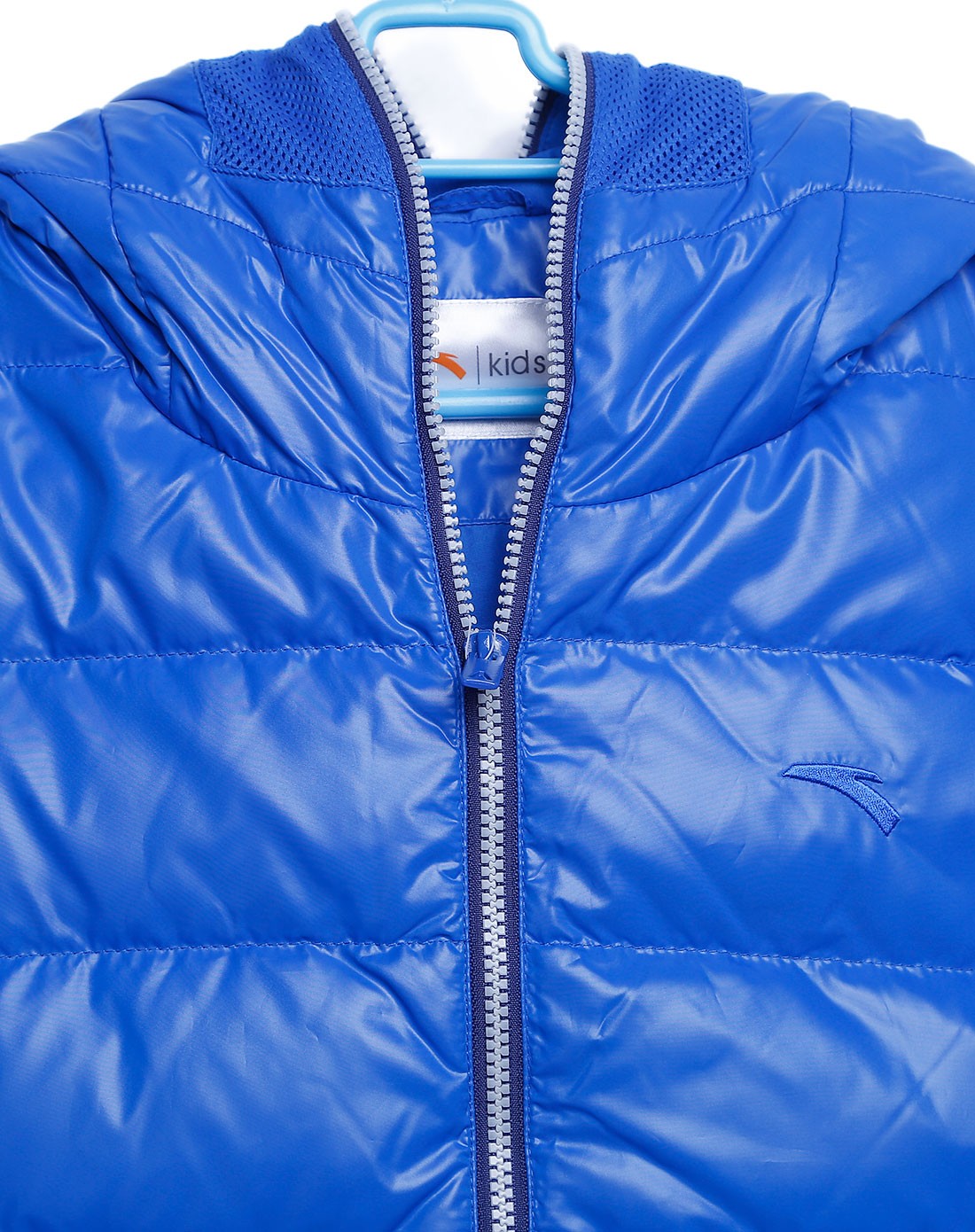 男童款海军蓝色长袖羽绒风衣 连帽醒目