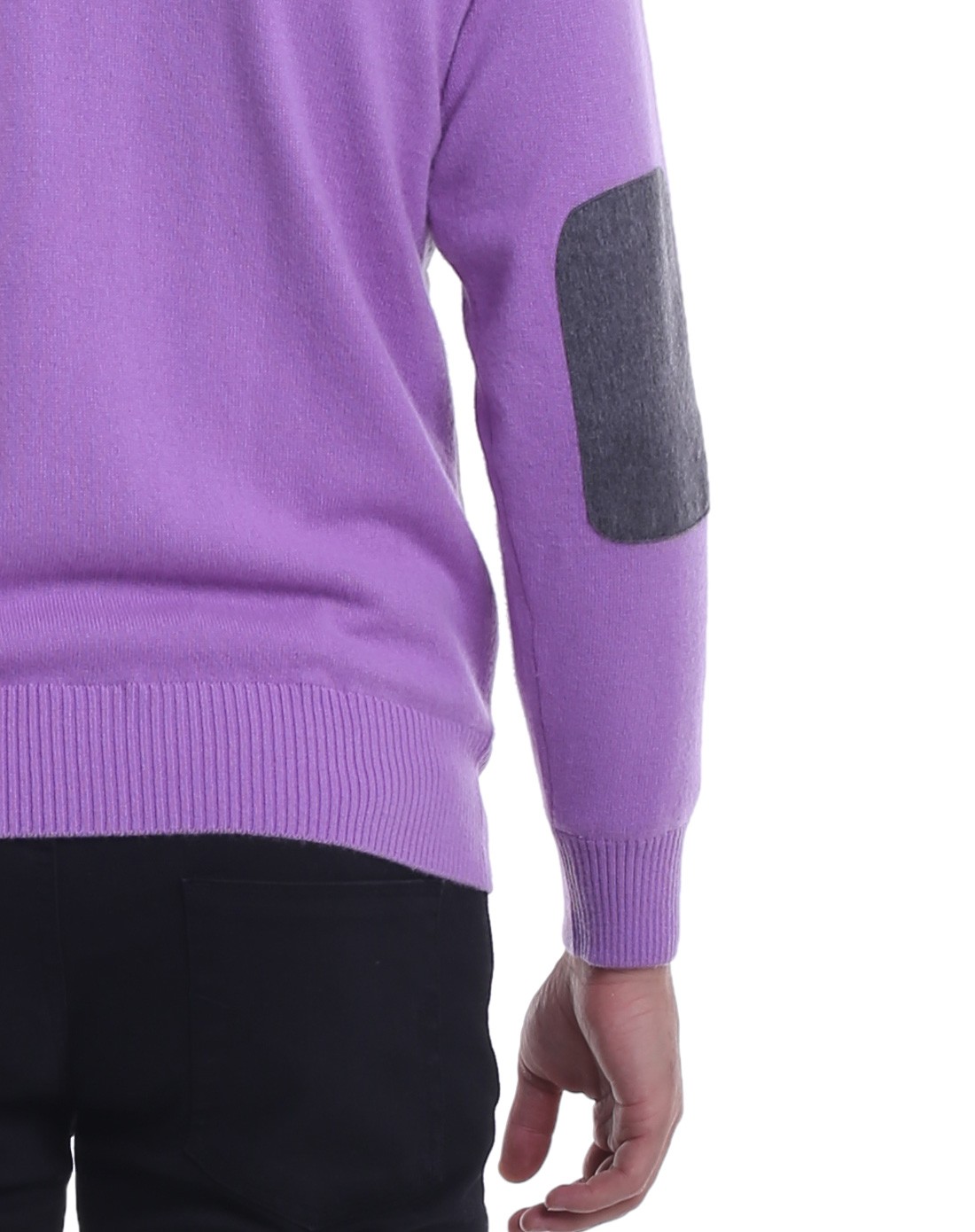 男灰色 紫色半高领提花拉链男开衫