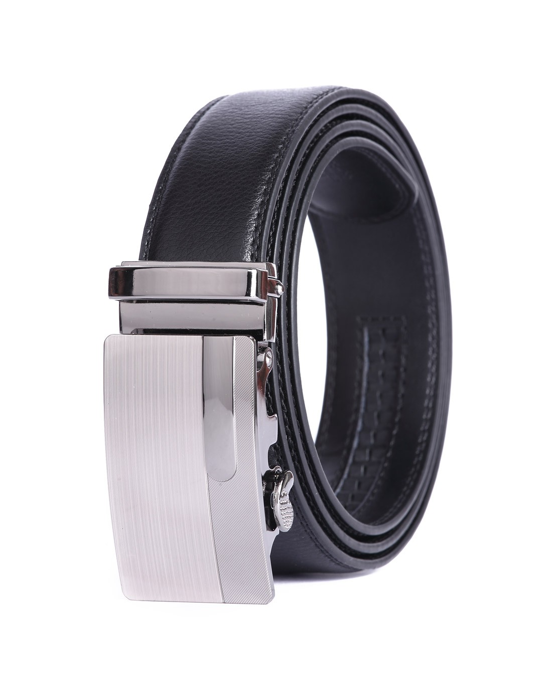 商务经典黑色牛剖层移膜皮革男皮带