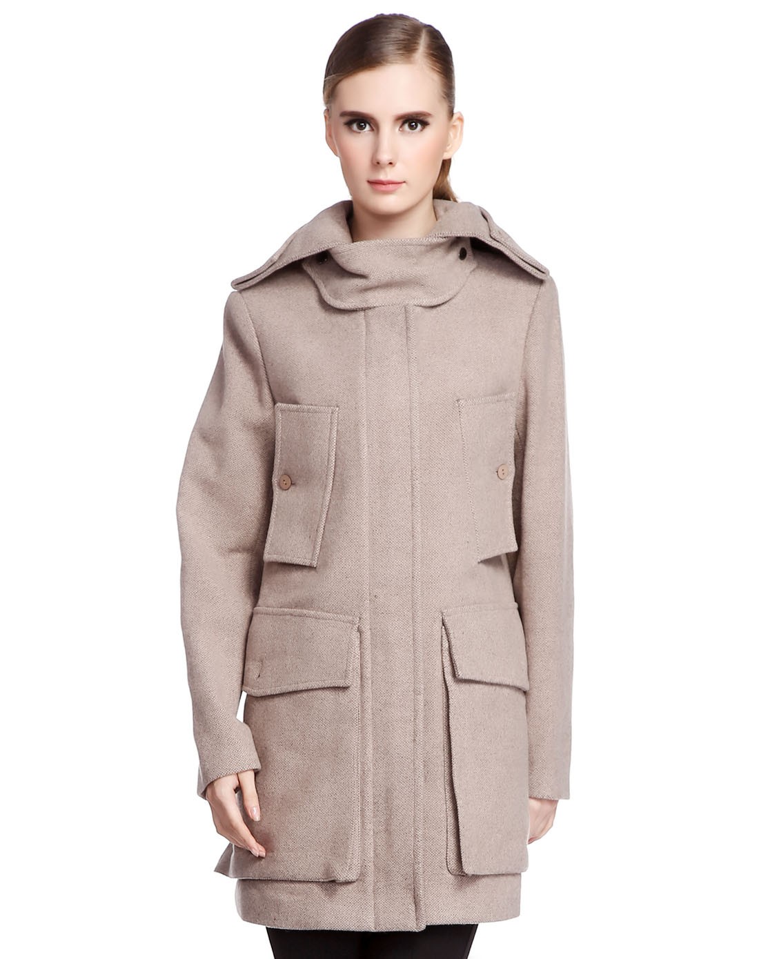 灰驼色经典怀旧长袖大衣