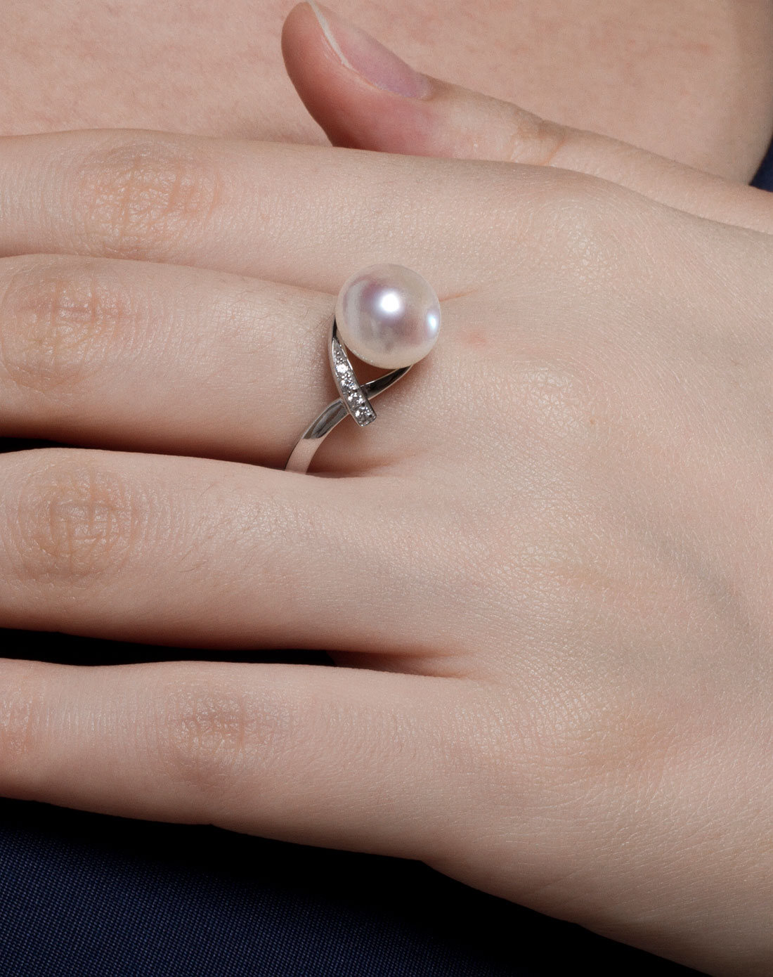 白色925银淡水珍珠戒指