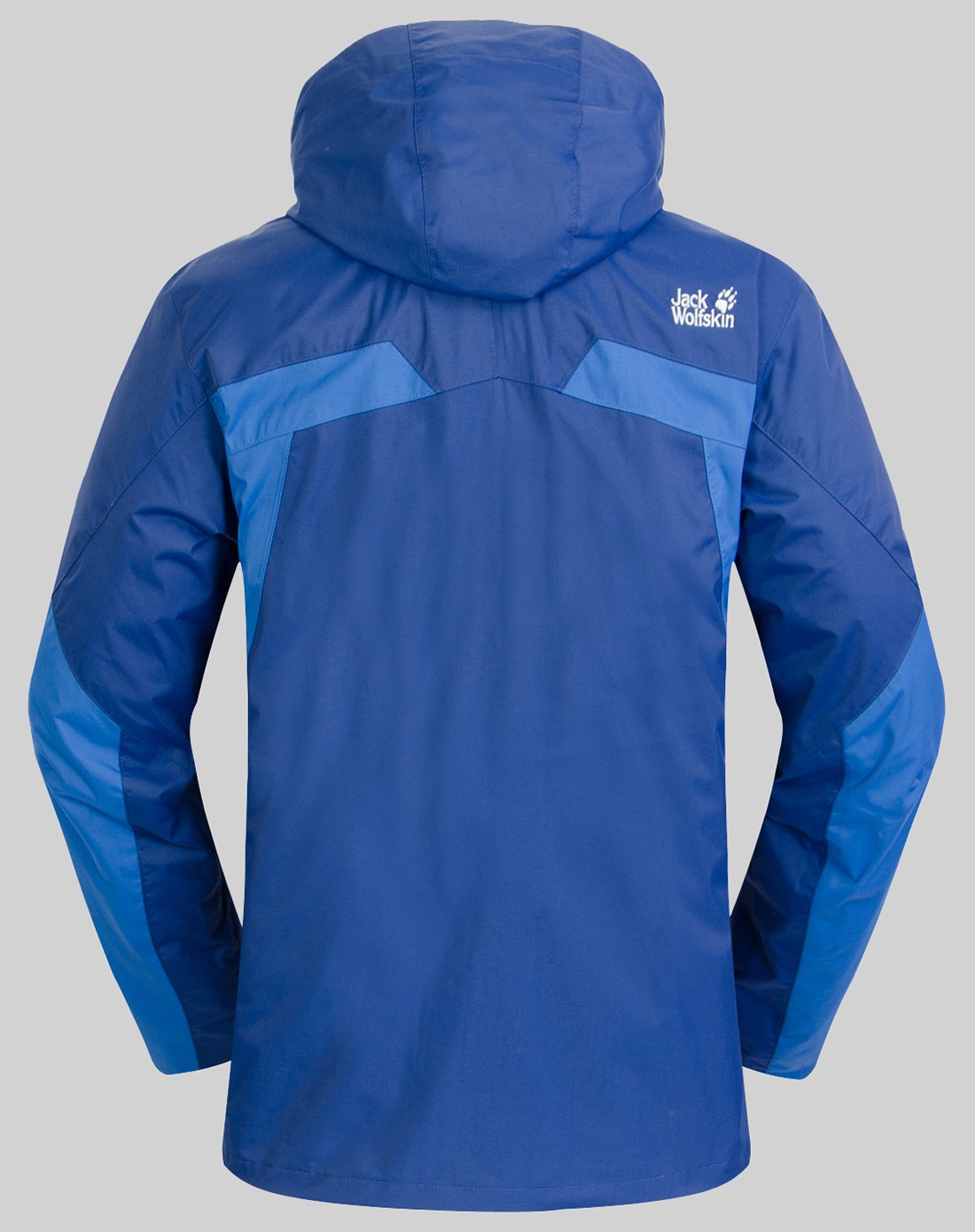 男款深蓝色长袖冲锋衣 连帽拼接