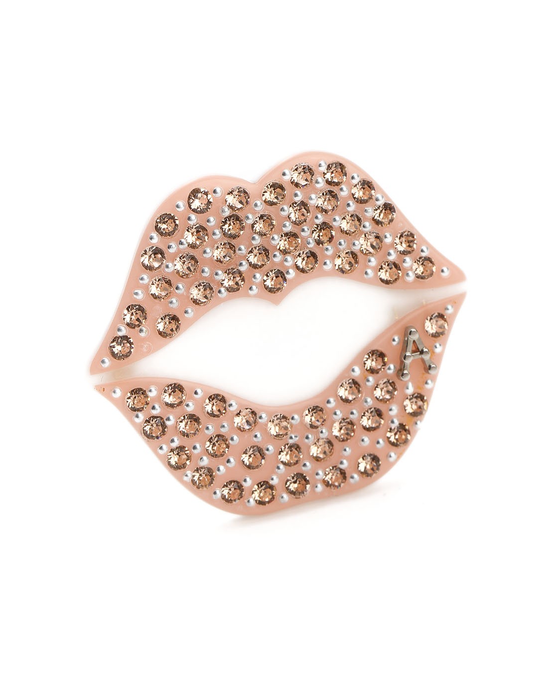 橙色唇印满水晶个性边夹