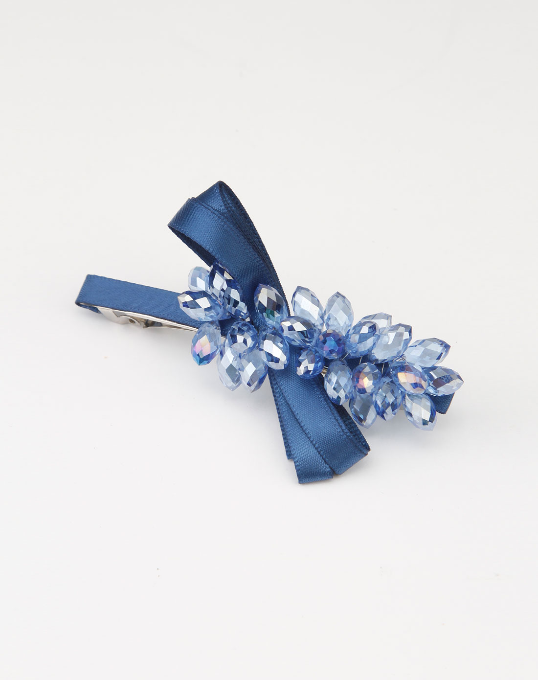 蓝色蝴蝶结丝带水晶发饰
