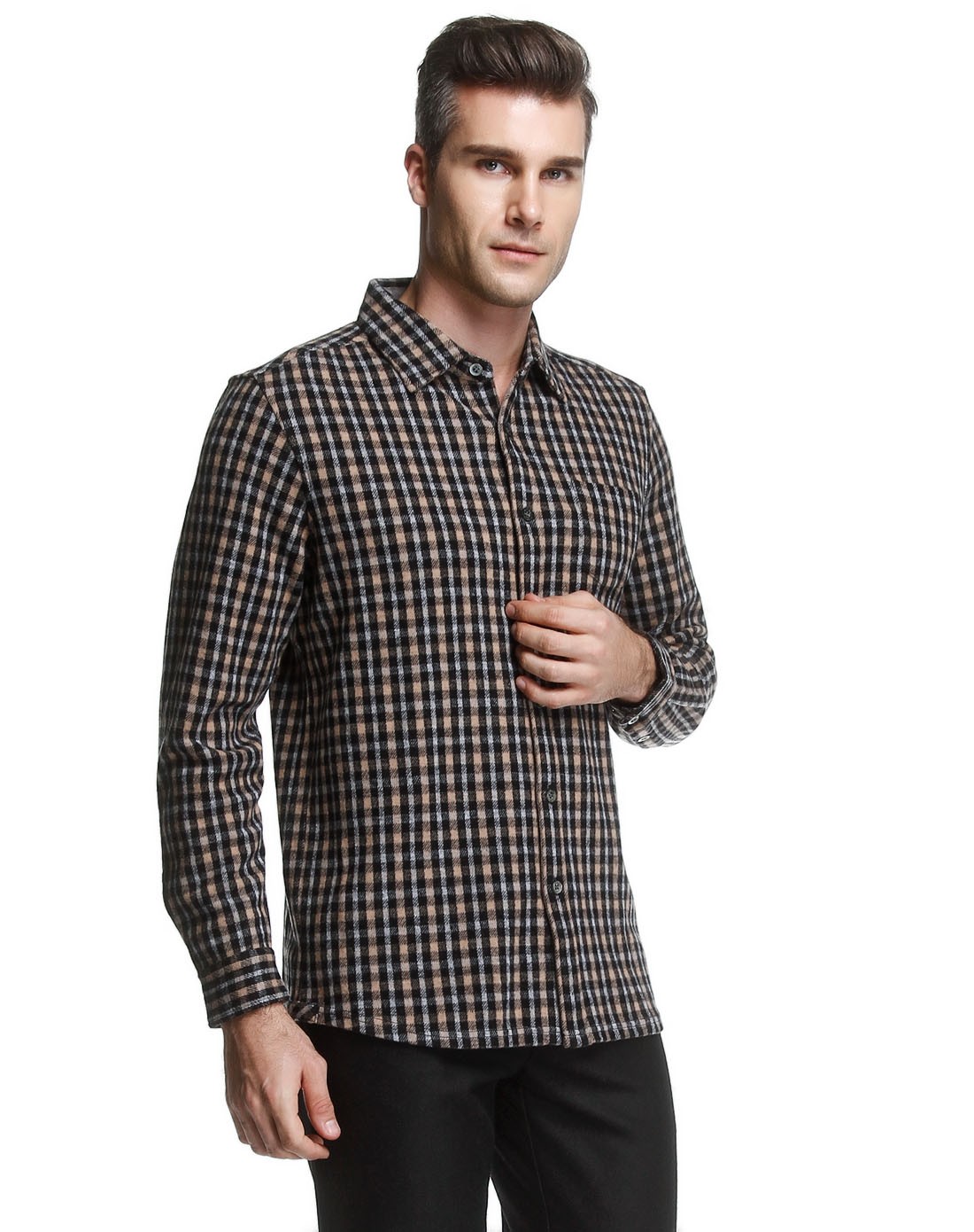 路卡迪龙&莱克代尔男装混合专场-莱克代尔laico dire黑/卡其色开襟