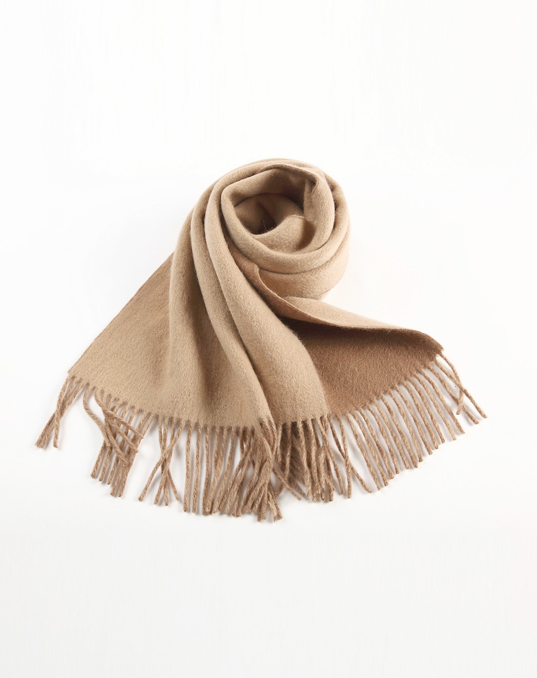 驼色羊毛素色围巾