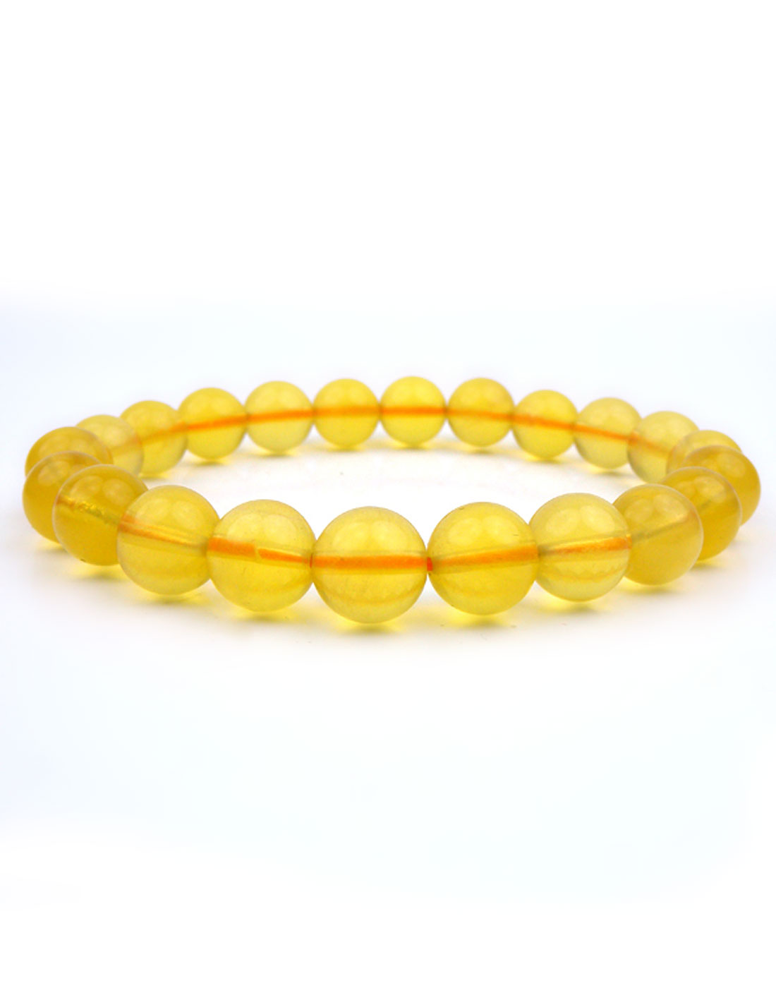 女款黄色3a级天然黄萤石手链8mm