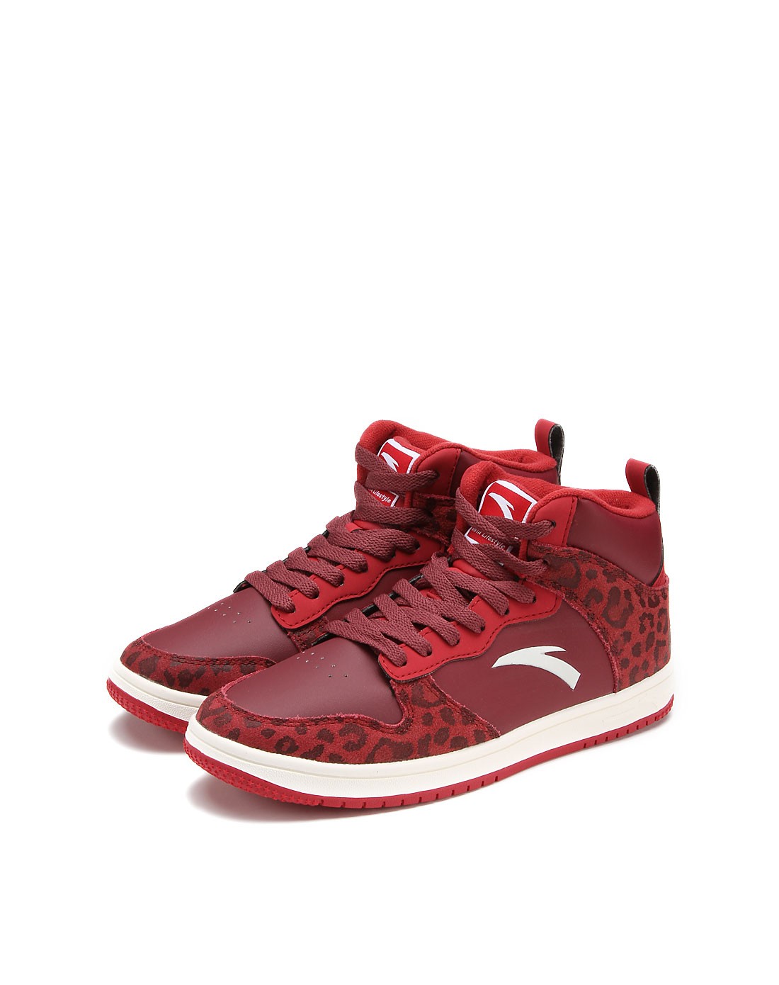 安踏anta男女鞋混合专场-女款酒红色高帮板鞋 时尚生活系列