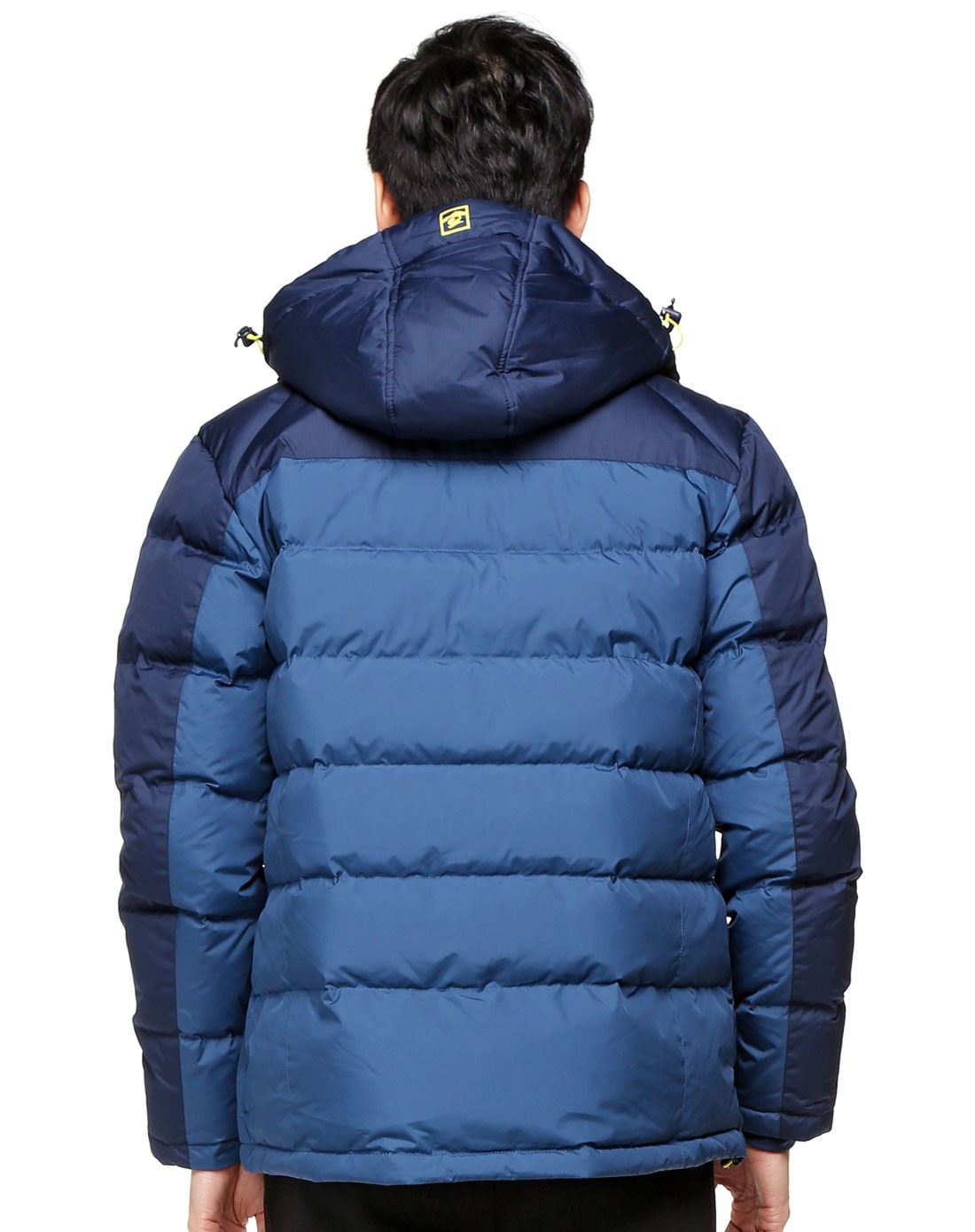 男款铁蓝灰色连帽长袖羽绒服 保暖防潮耐洗