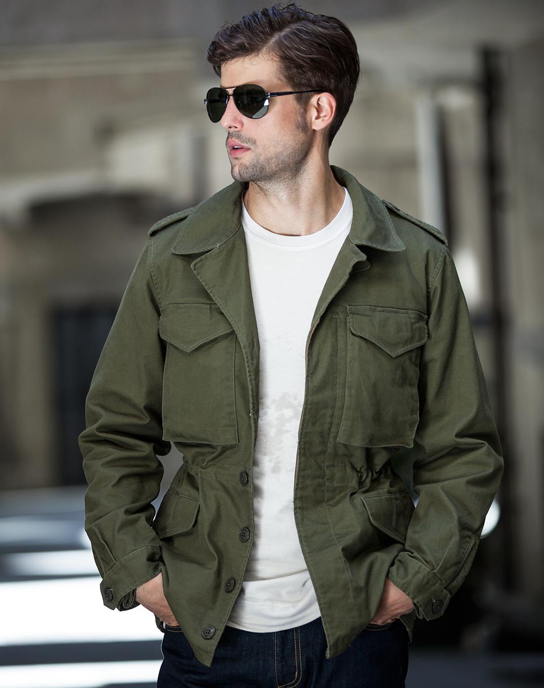 男军绿复古骑兵野战夹克