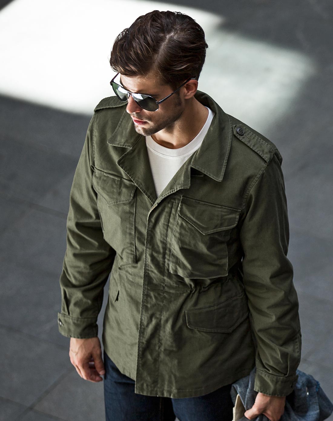 男军绿复古骑兵野战夹克