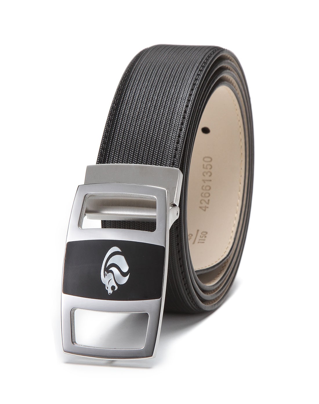黑灰色经典钢质板扣皮带