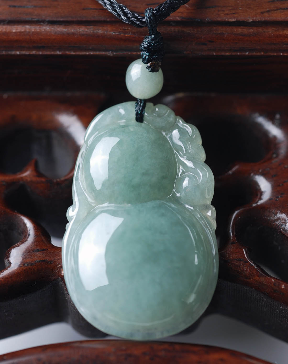 天然a货翡翠釉青富贵葫芦吊坠(附证书)