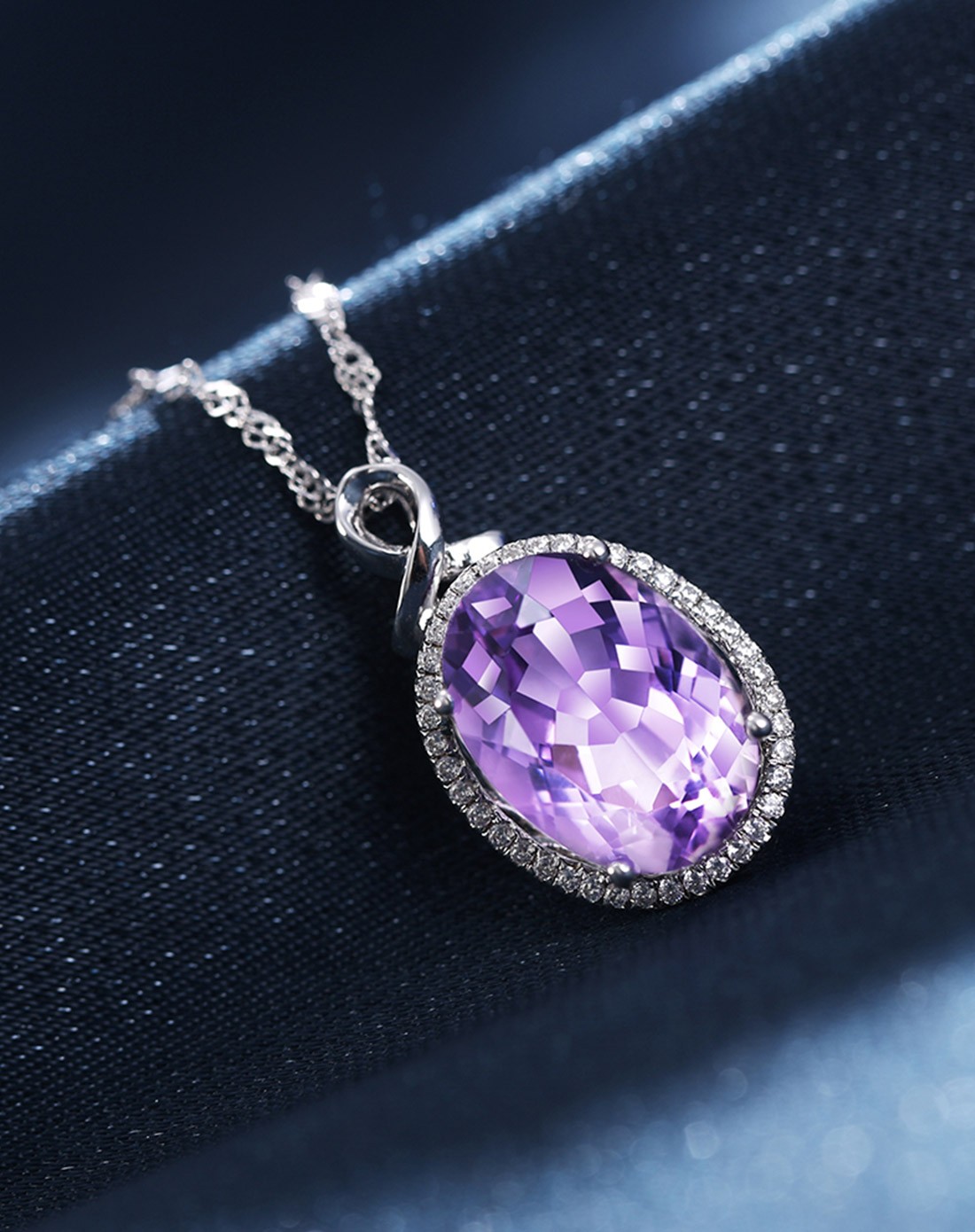 唯一winy饰品专场-天然5a级紫水晶纯银项链 紫色星空
