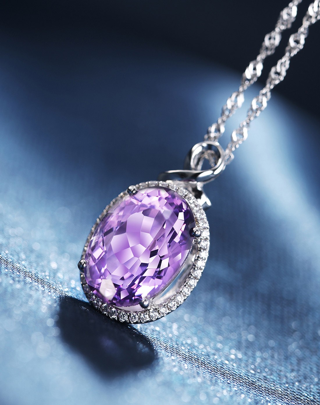 唯一winy饰品专场-天然5a级紫水晶纯银项链 紫色星空