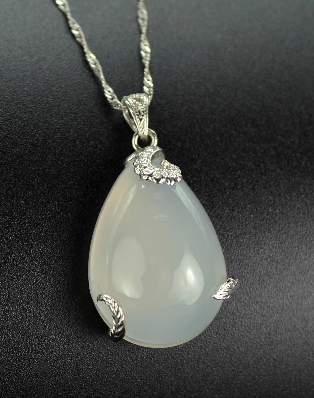 冰种白玉髓k白水滴吊坠(配链)