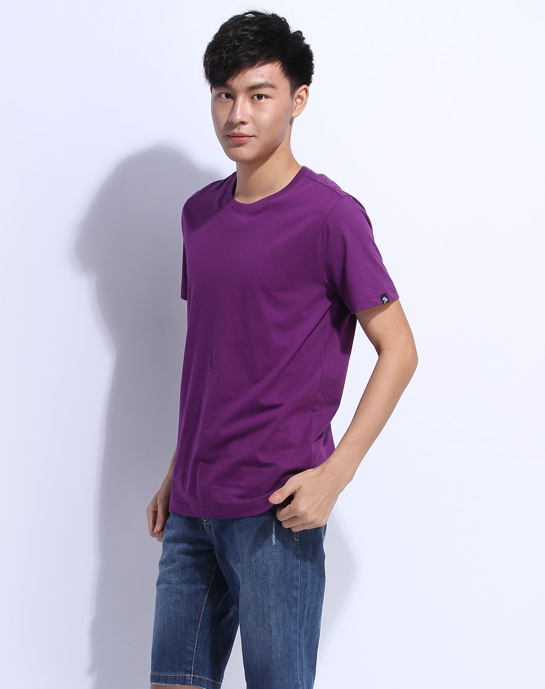 紫色短袖休闲t恤