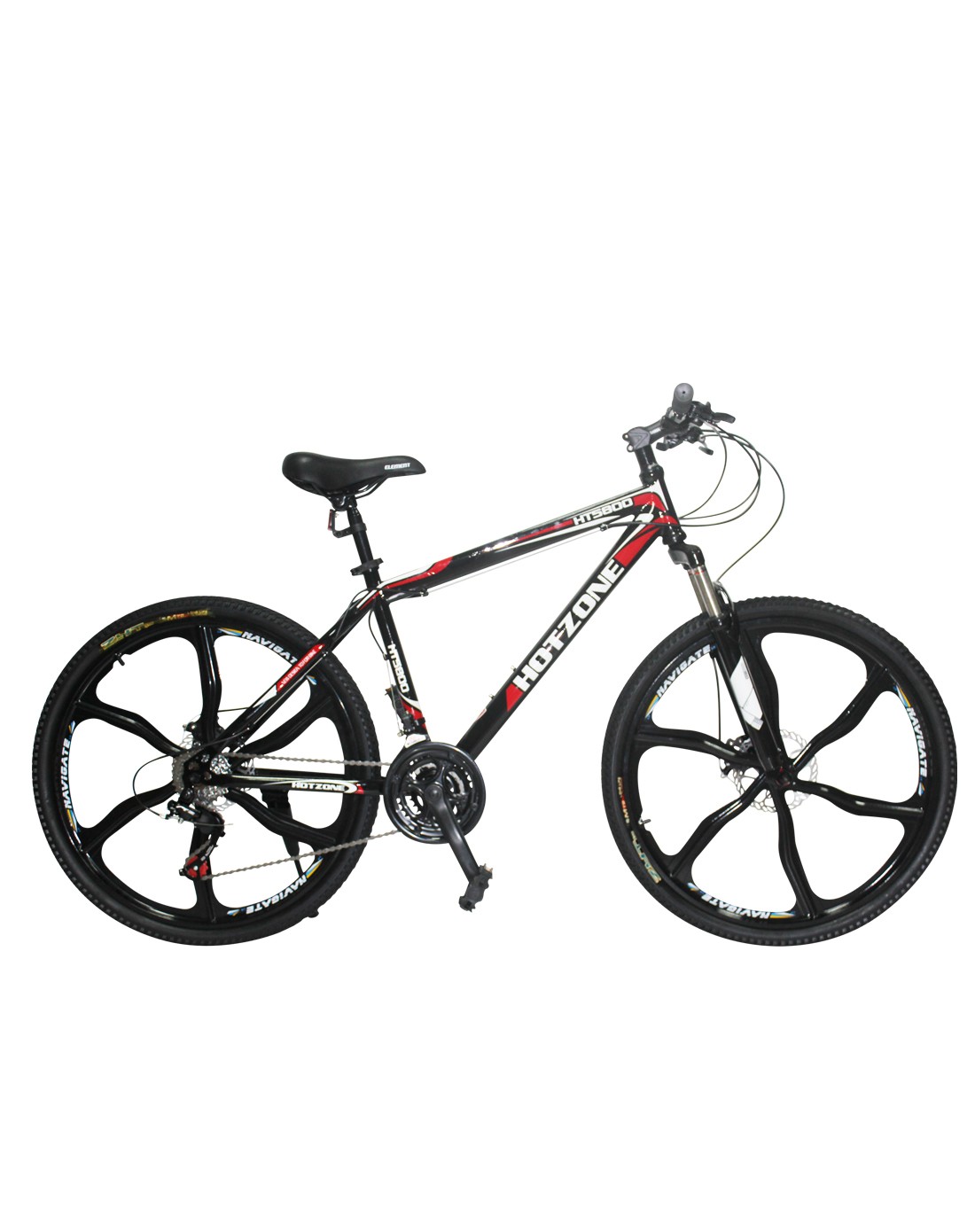 26寸减震双碟刹24速一体轮山地自行车-黑红