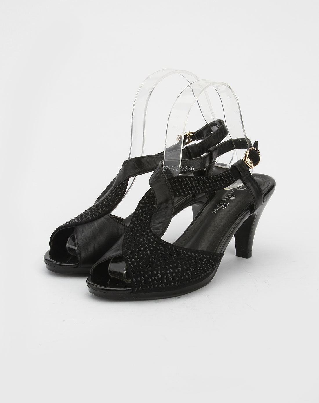 女款黑色时尚休闲高跟凉鞋