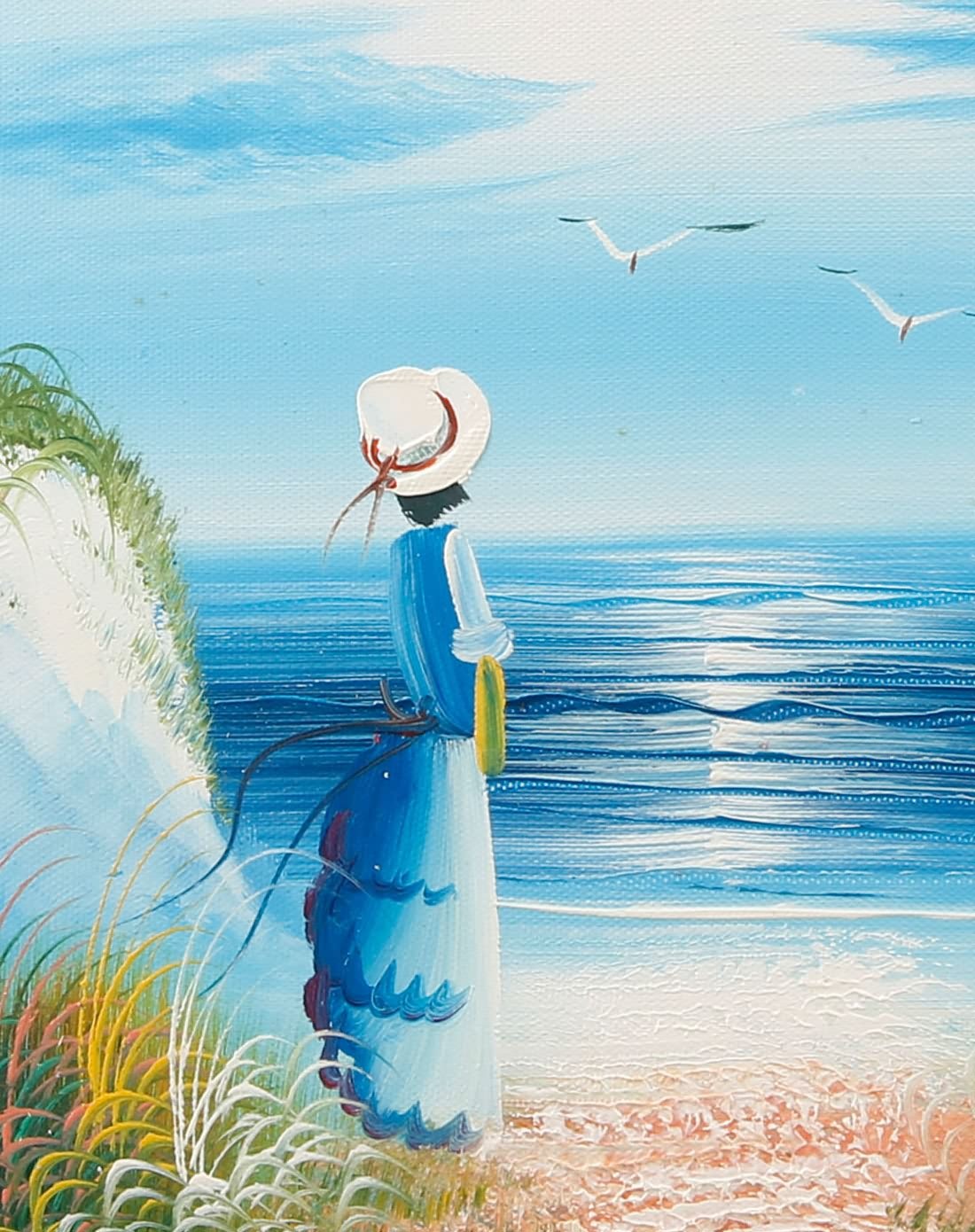 《沙滩女》纯手绘油画