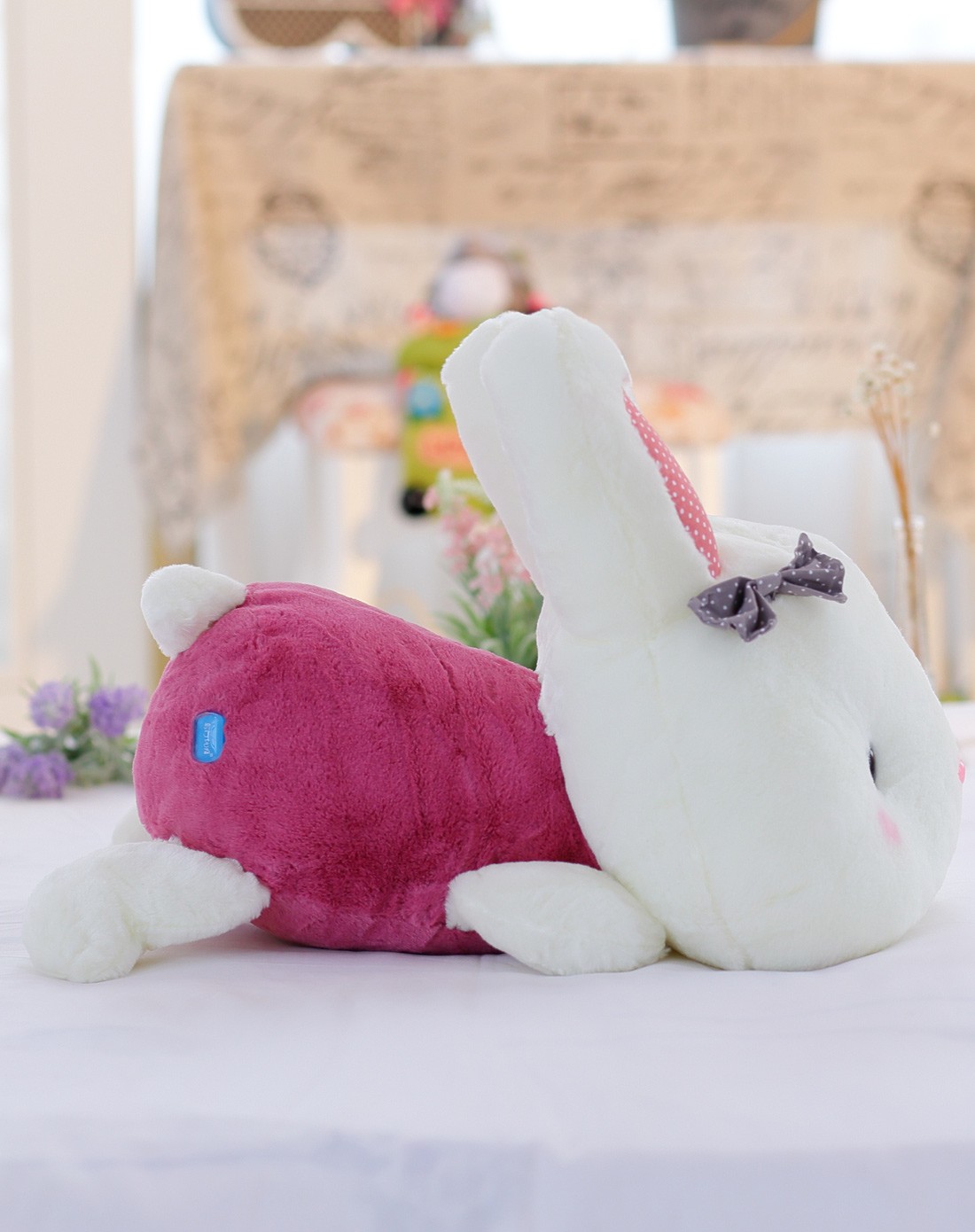 趴姿咪咪兔 -玫红色-30cm