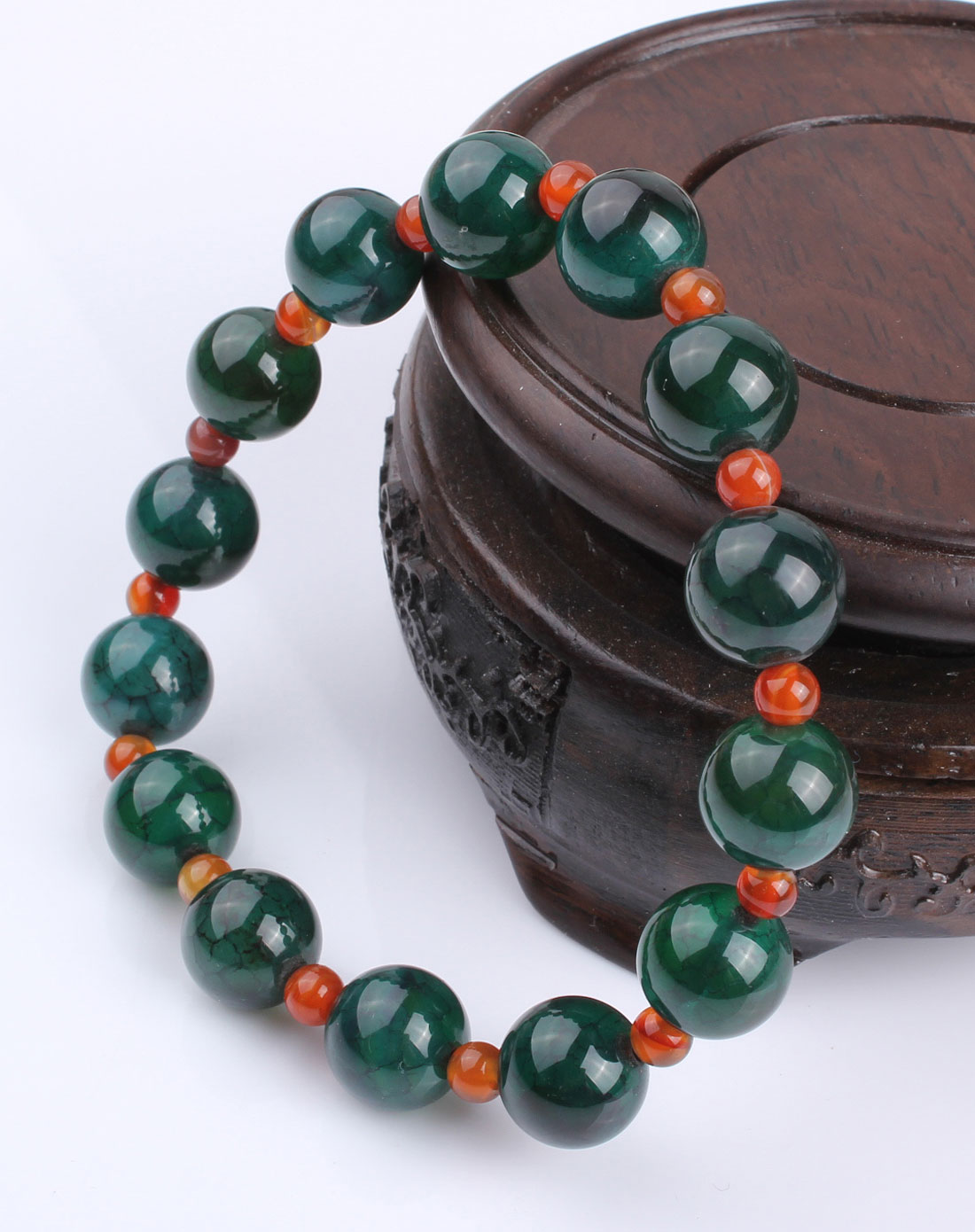 美琪系列天然绿玛瑙加红玛瑙隔珠手链