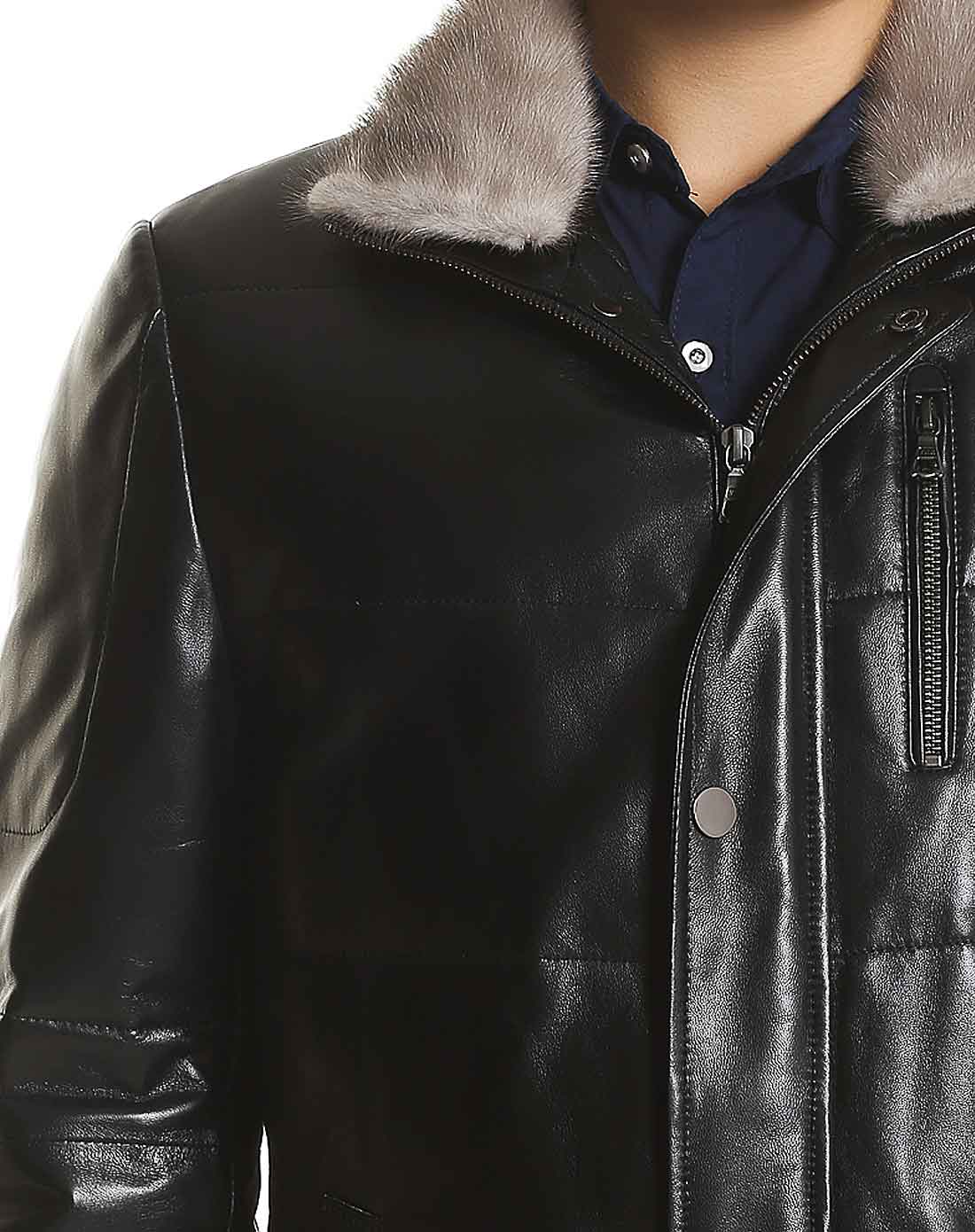 斯尔丽sierli皮草男女黑色水貂领时尚男士羽绒皮衣5i006880_唯品会