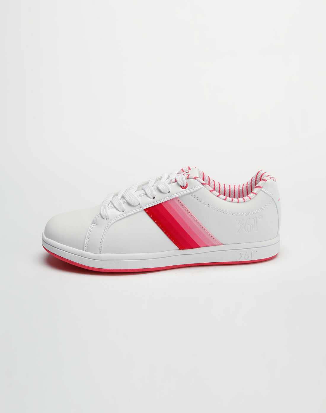 女款白/玫红色时尚绑绳休闲鞋