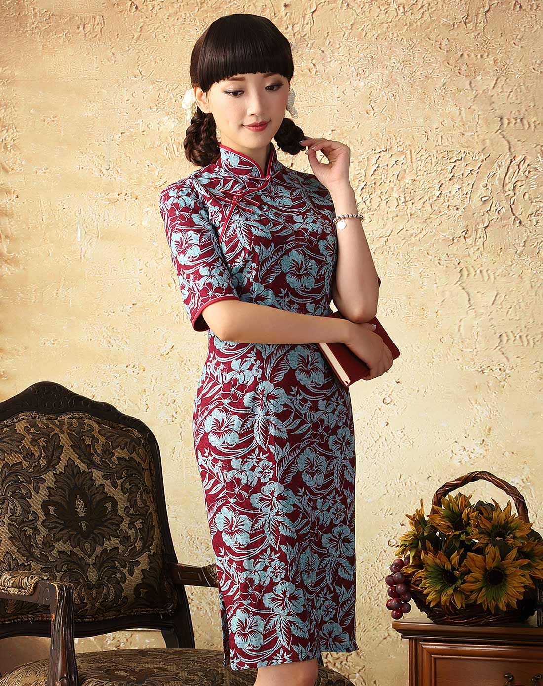 逸红颜e-beauty女装专场 > 雅惠 中袖旗袍裙