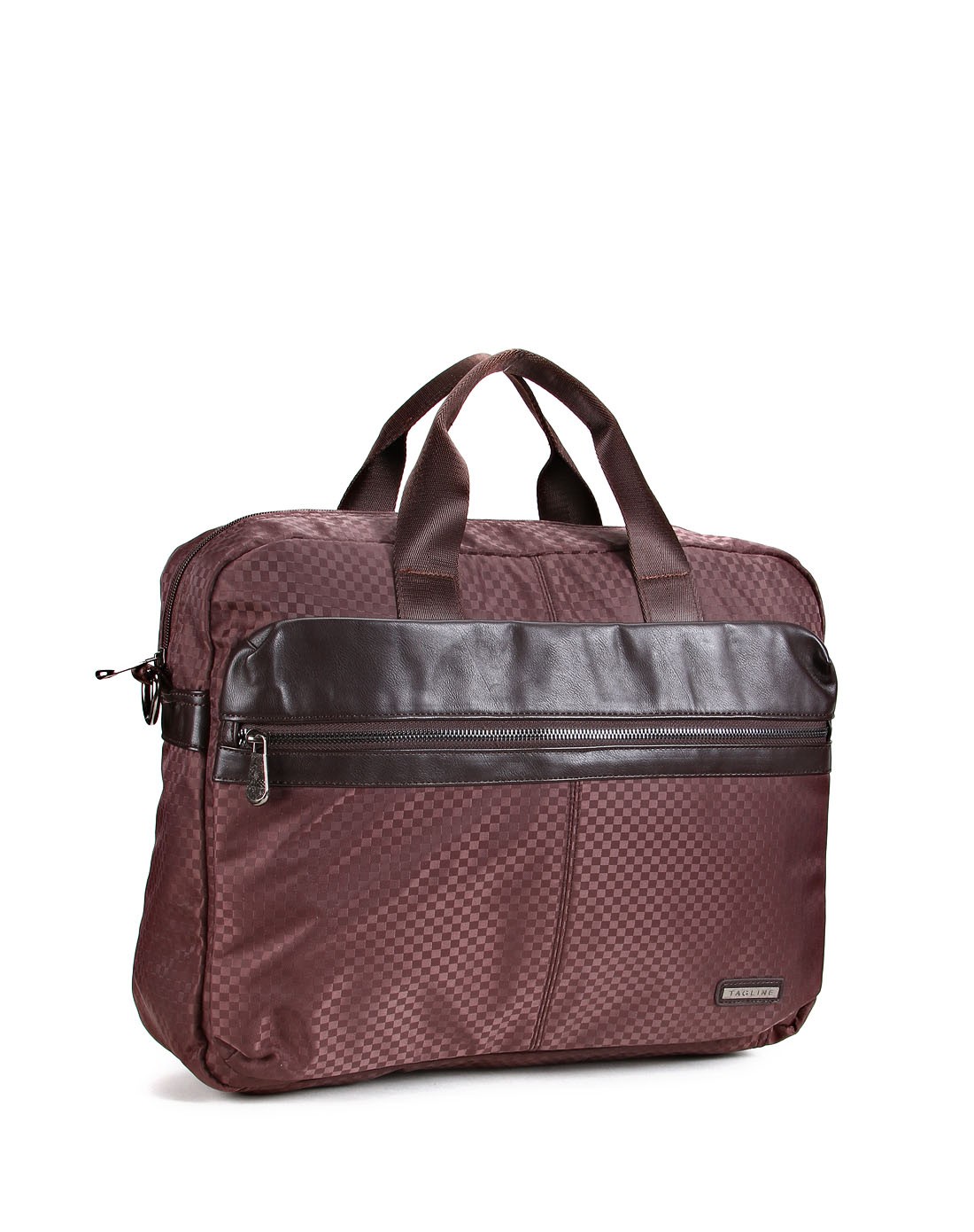 深咖色经典格纹电脑两用包