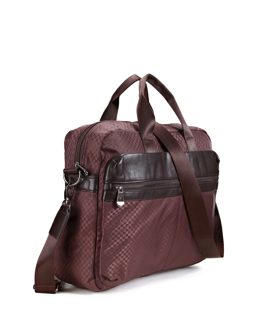 深咖色经典格纹电脑两用包