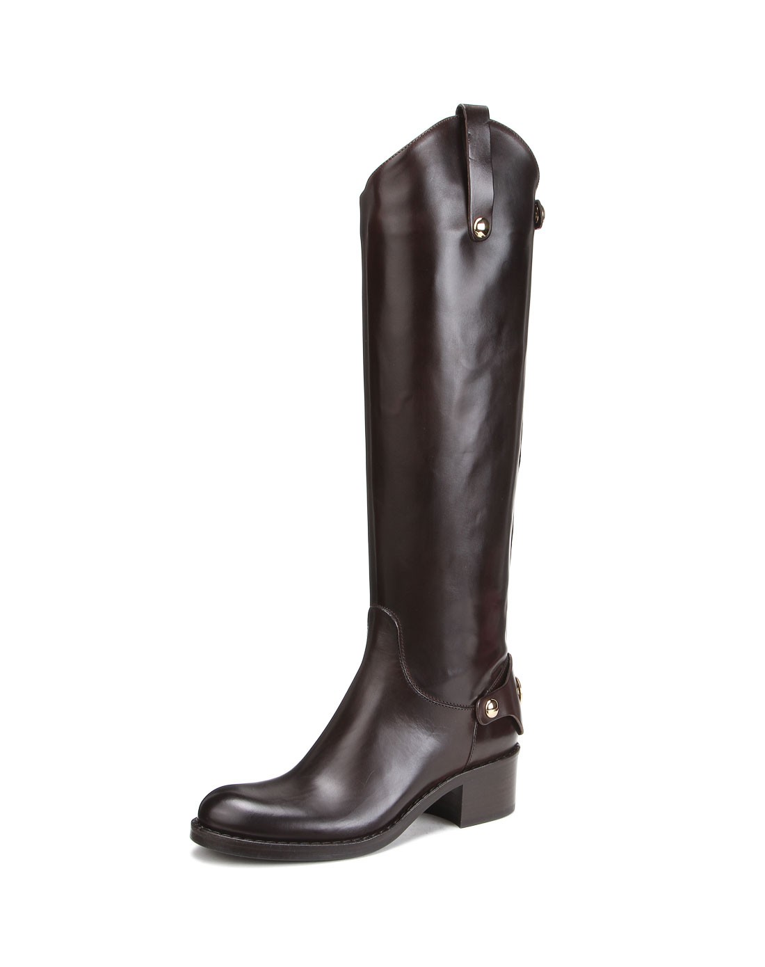 意大利进口深棕色牛皮高筒靴子