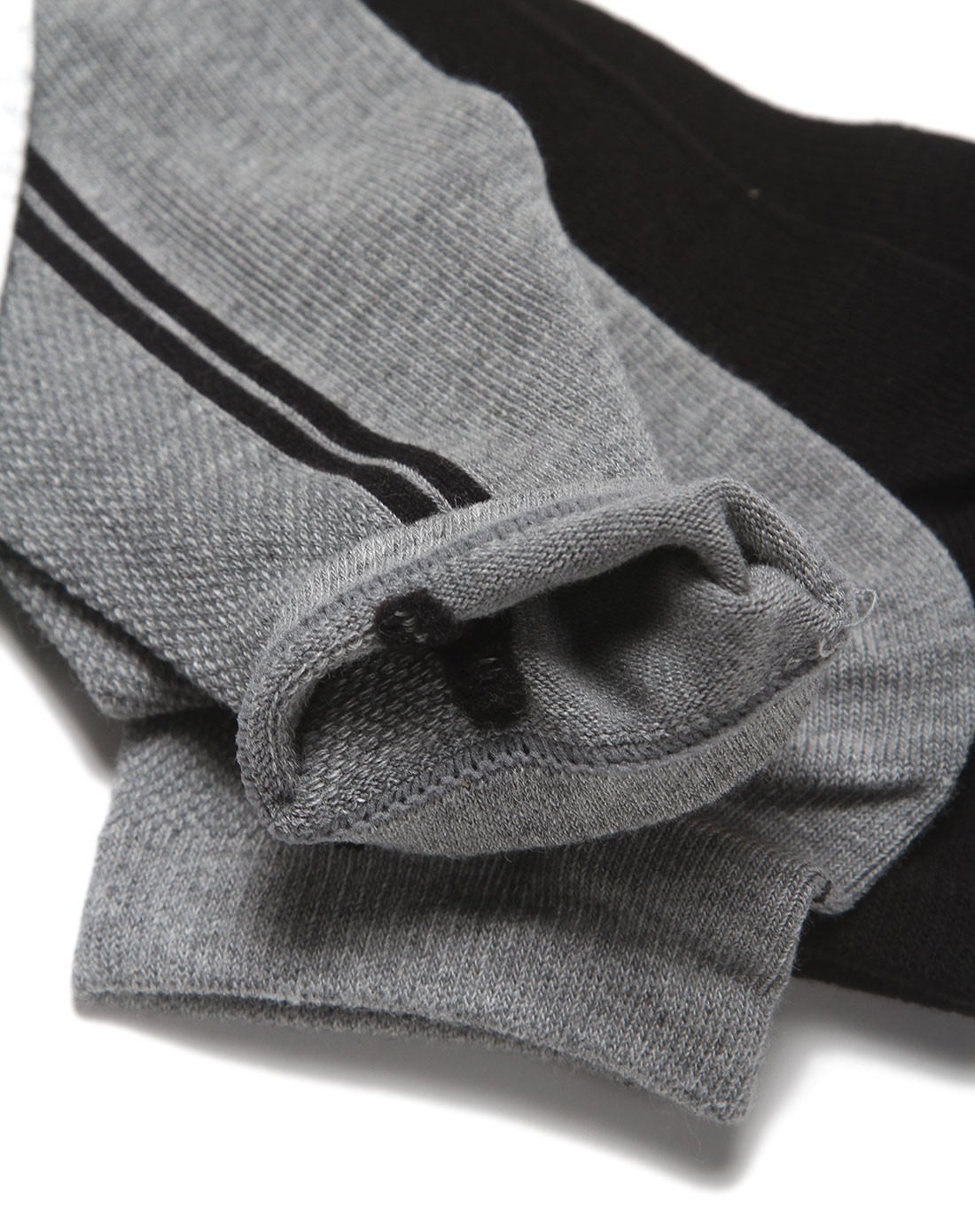中性款黑配灰色袜子 柔软防臭三对装