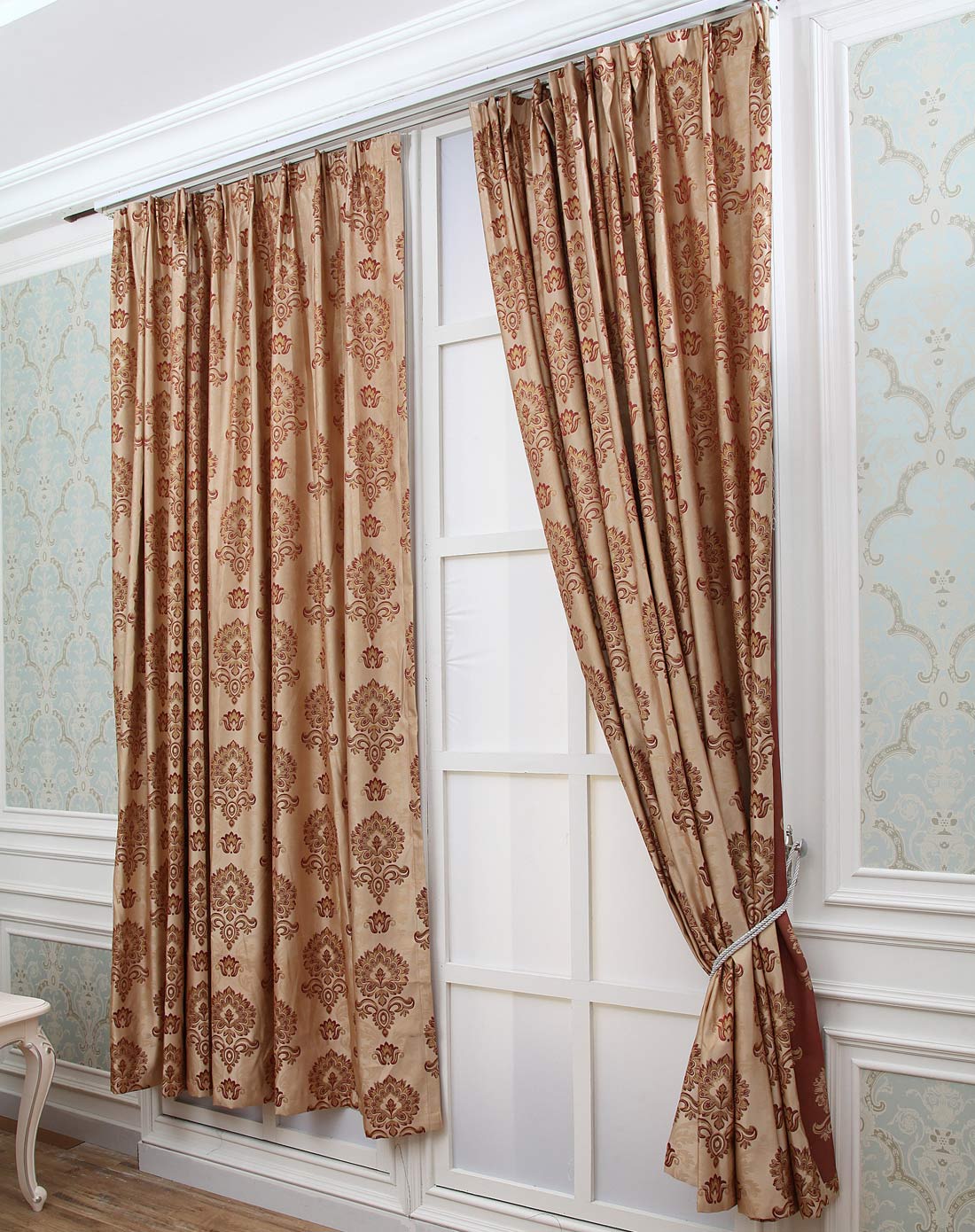 流光溢彩酒红欧式窗帘300*270cm