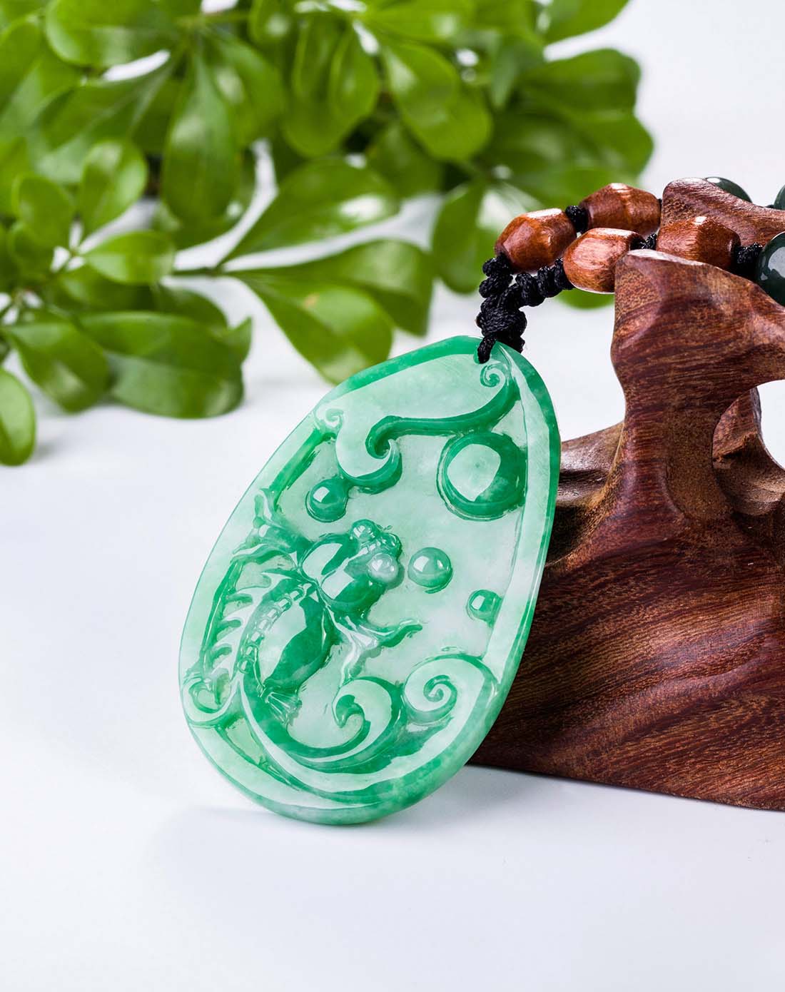 a货翡翠冰糯种阳绿满色饱满金玉满堂吊坠