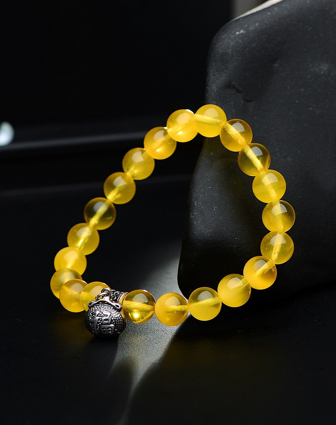 金万年kimani珠宝专场-天然琥珀金珀圆珠福包手链