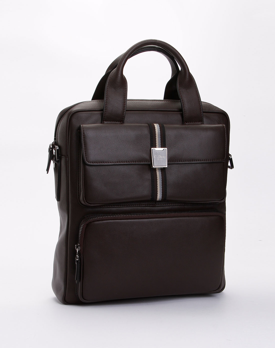 克雷斯丹尼chrisdien deny男包专场-啡色时尚竖身斜挎公文包
