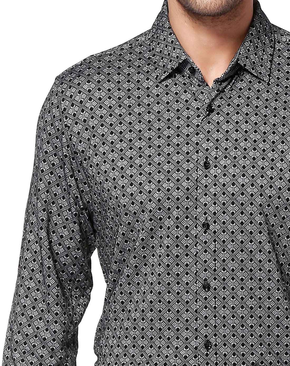 柒牌绅士灰黑色针织休闲长袖衬衫703a310388_唯品会