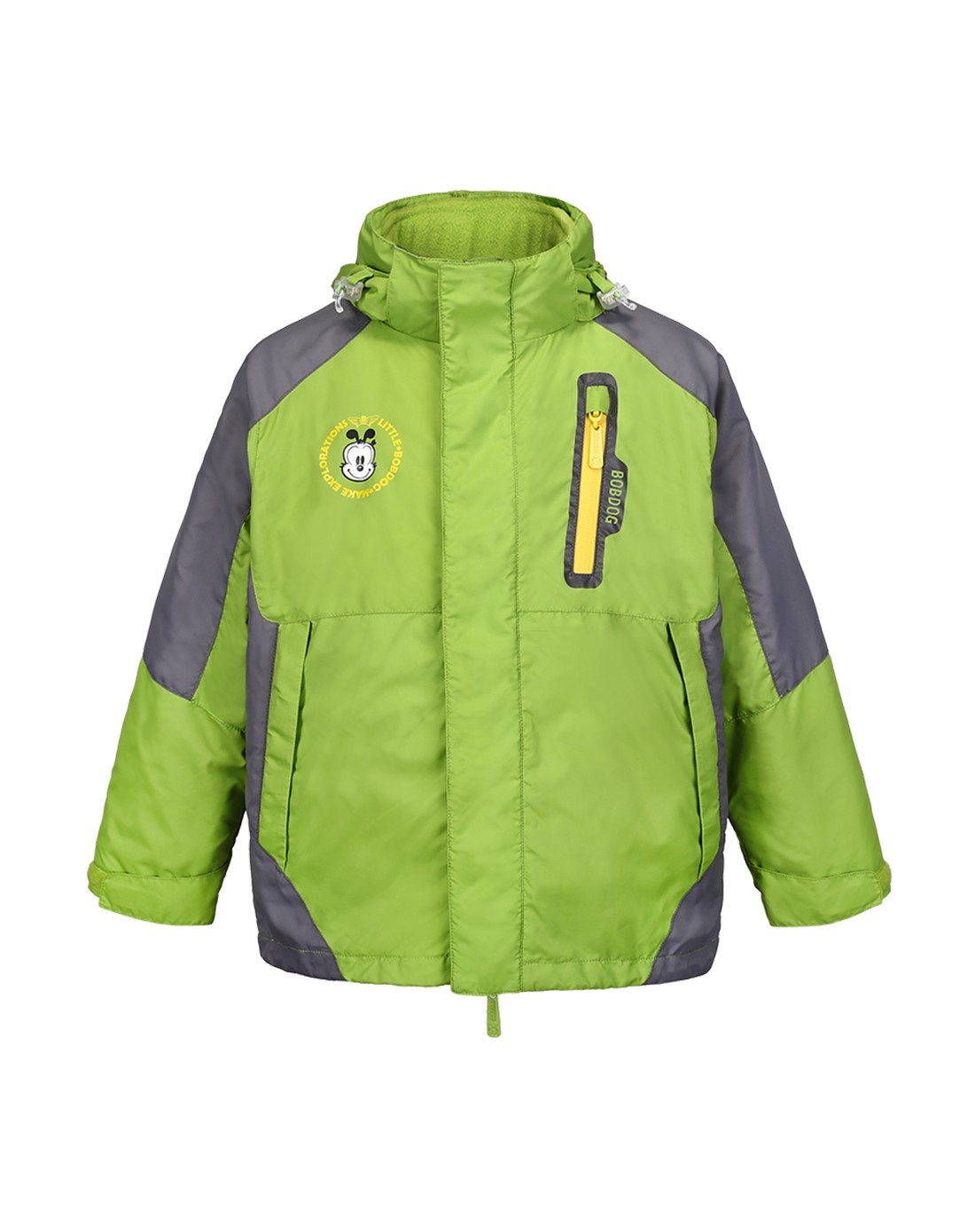 中性绿色儿童冲锋衣套装