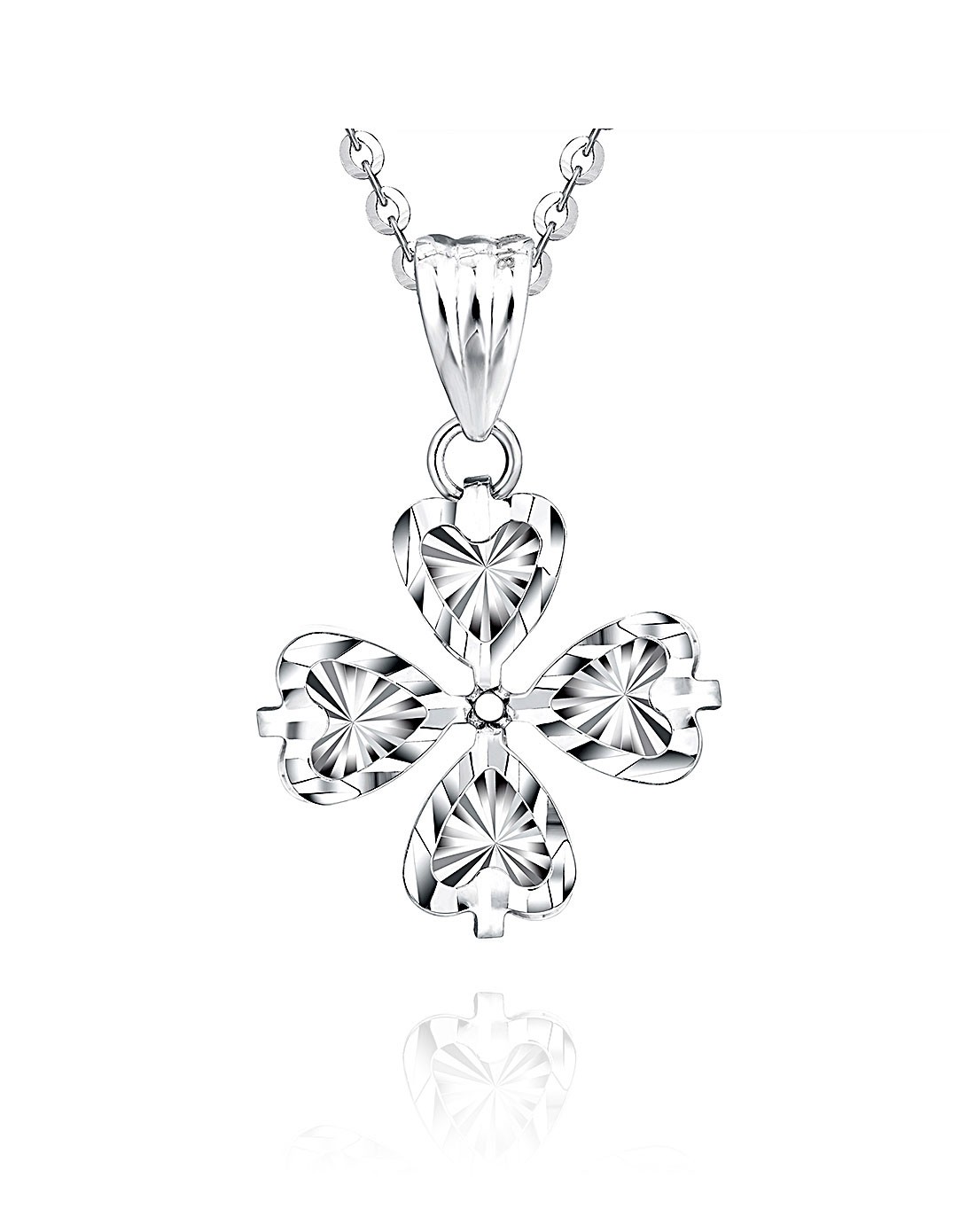 18k金幸运四叶草吊坠