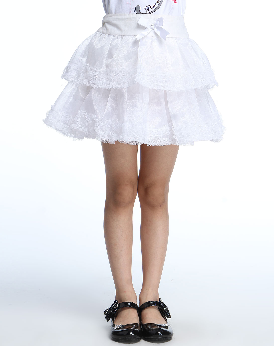 女童白色时尚蕾丝短裙