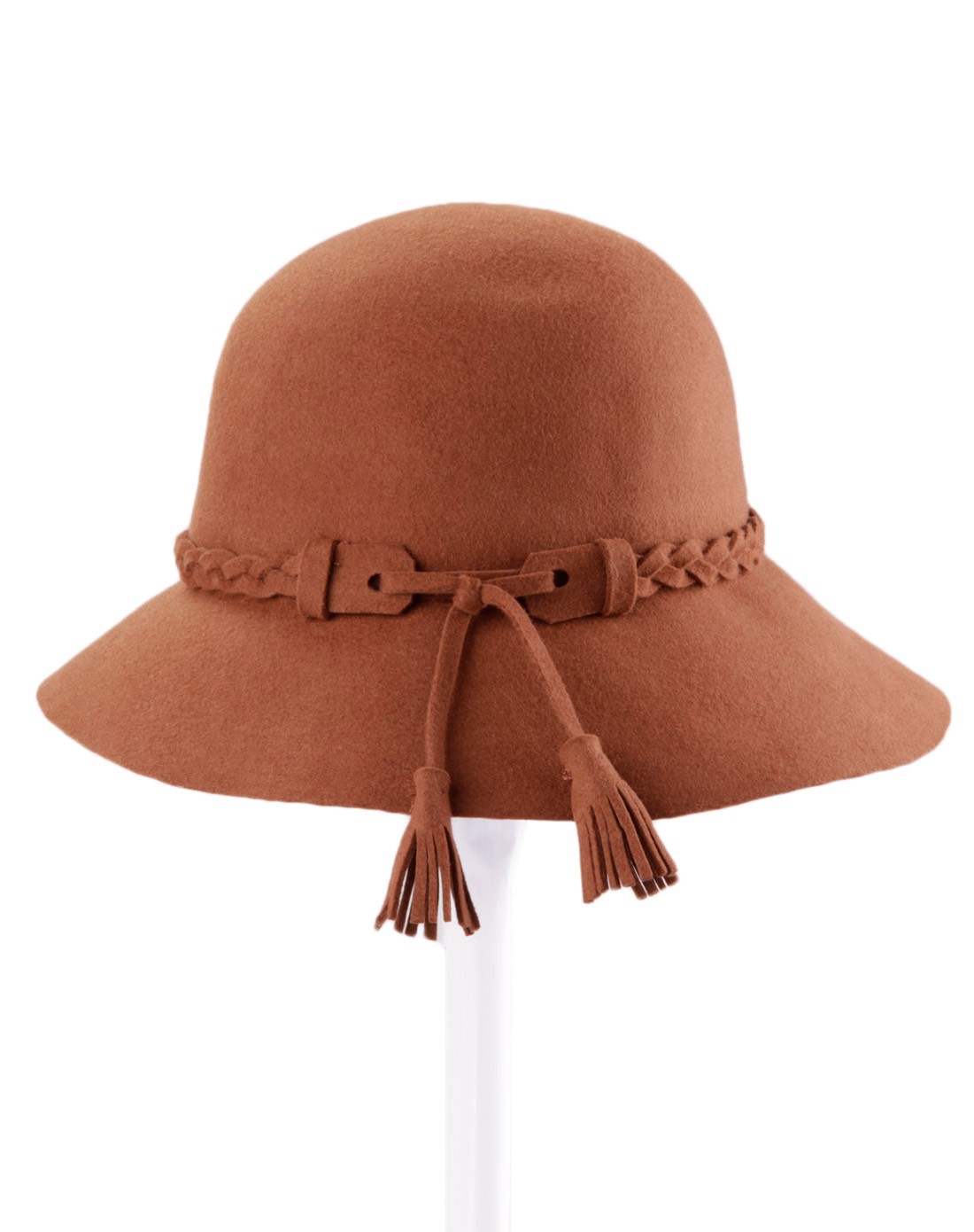 麻花辫流苏中沿羊毛毡帽