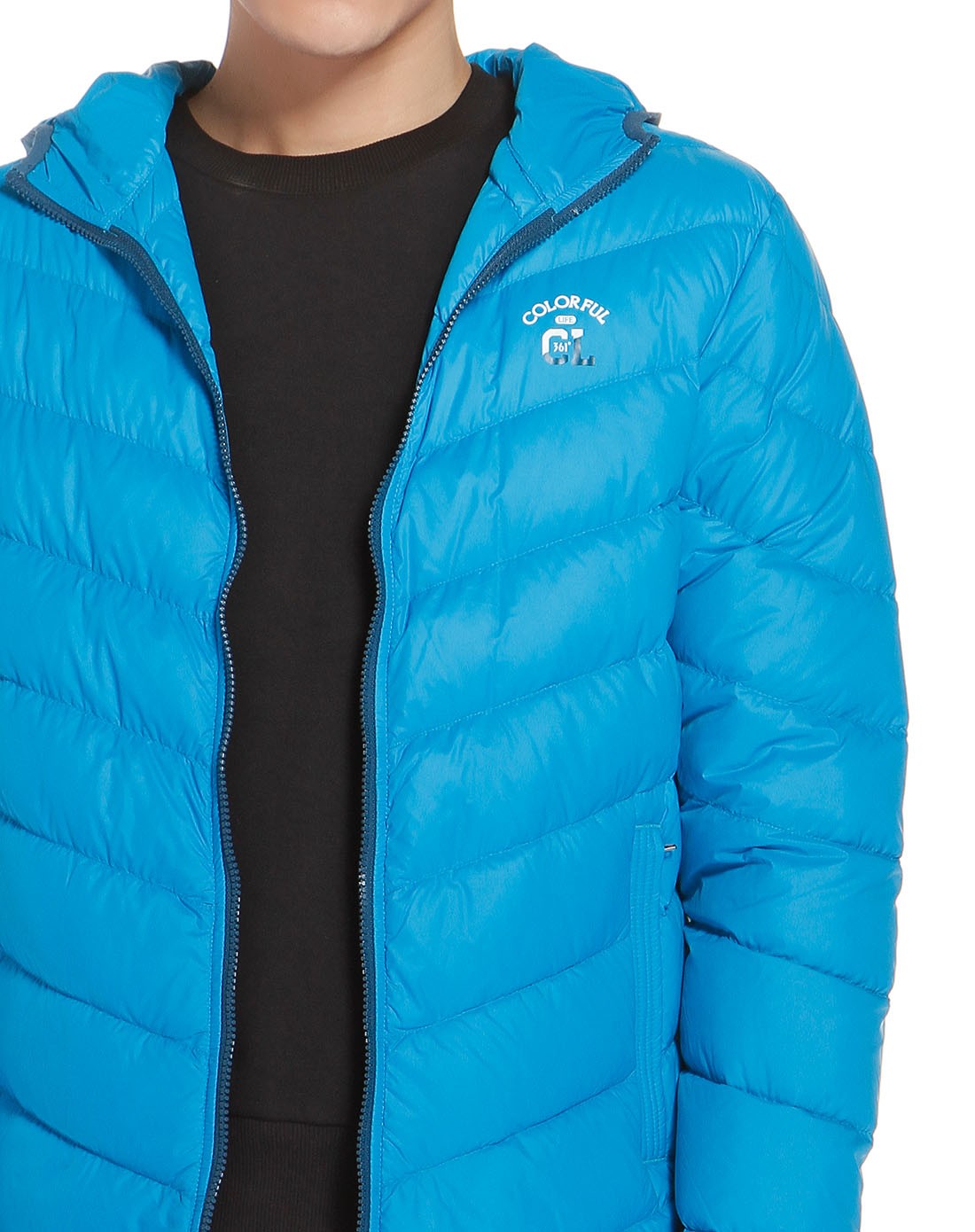 361°男女男款蓝色连帽长袖羽绒服 保暖柔软551439203蓝_唯品会