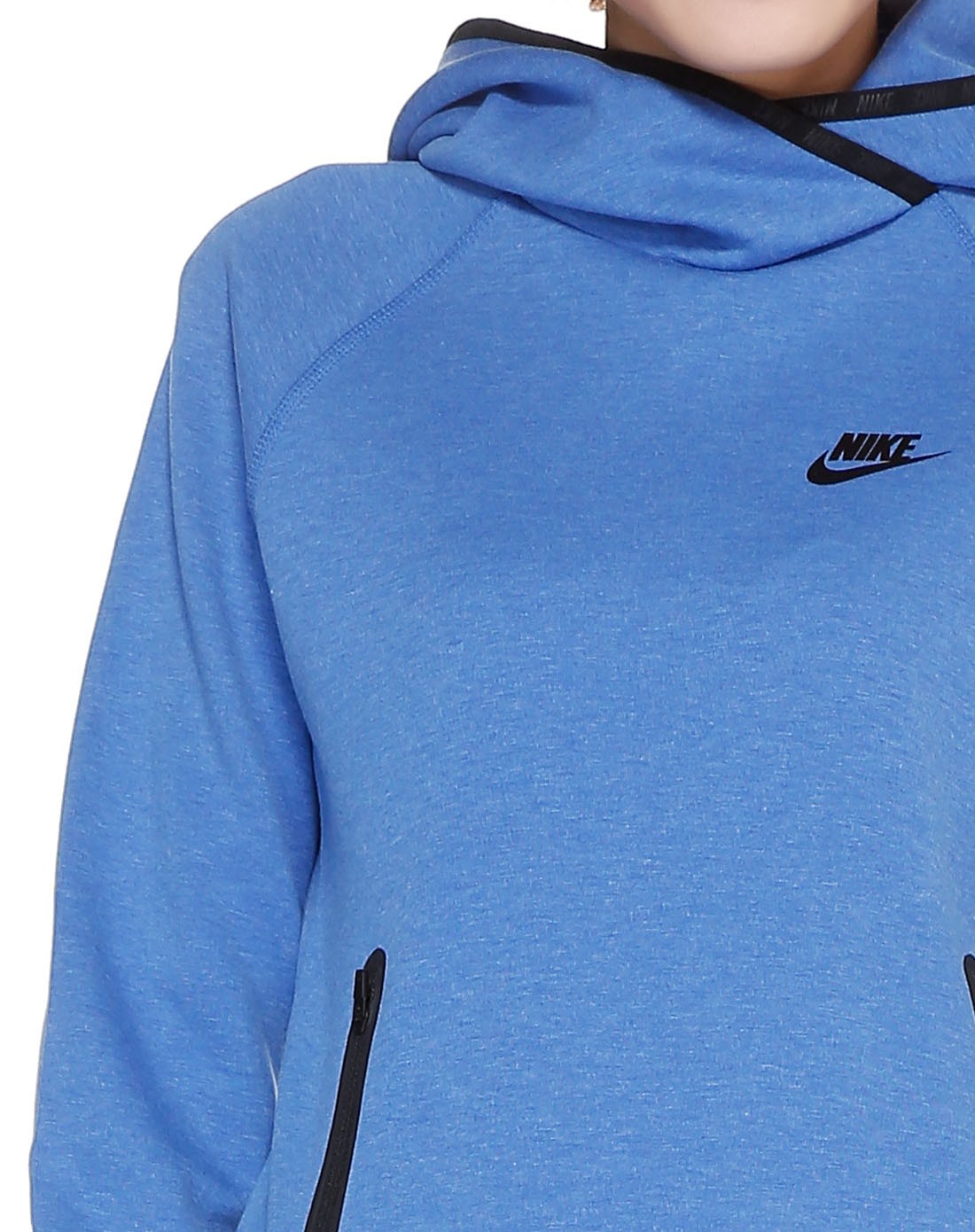 耐克 女款蓝色连帽长袖薄款卫衣 轻柔运动