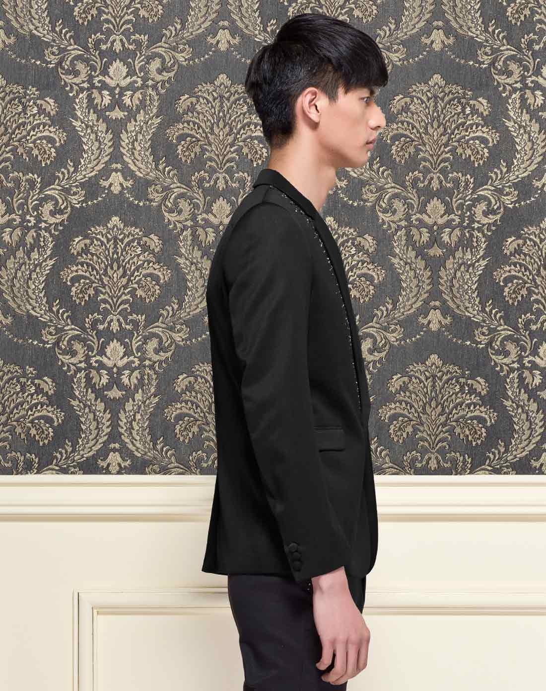 男装黑色休闲施华洛世奇西服