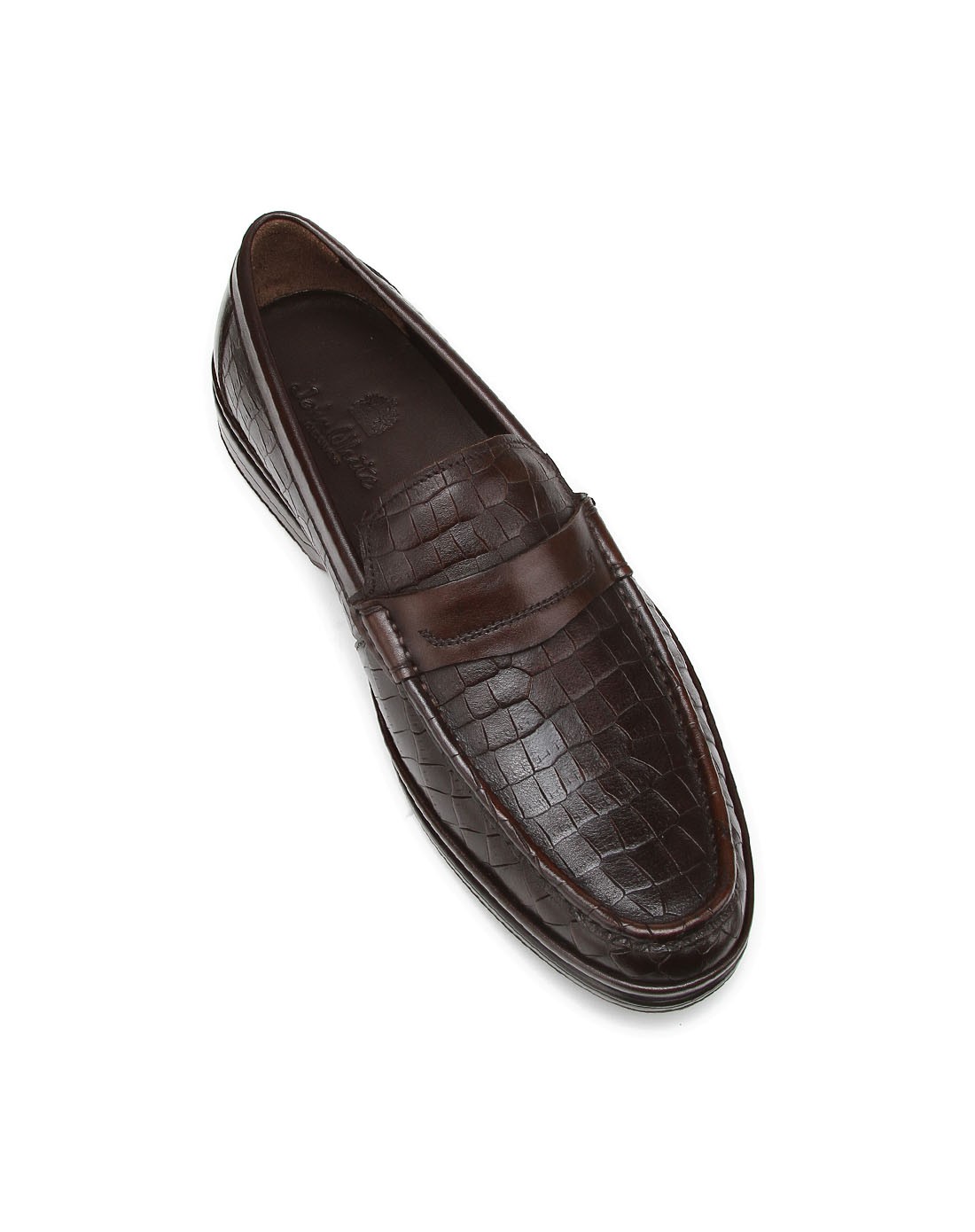 啡色鳄鱼纹商务休闲皮鞋