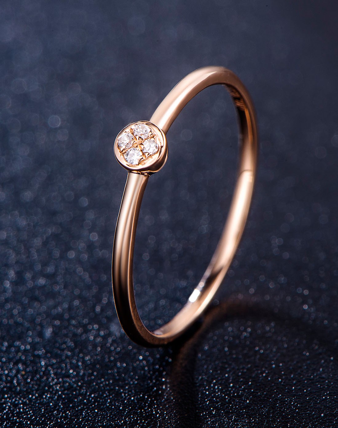 18k玫瑰金钻石女戒指