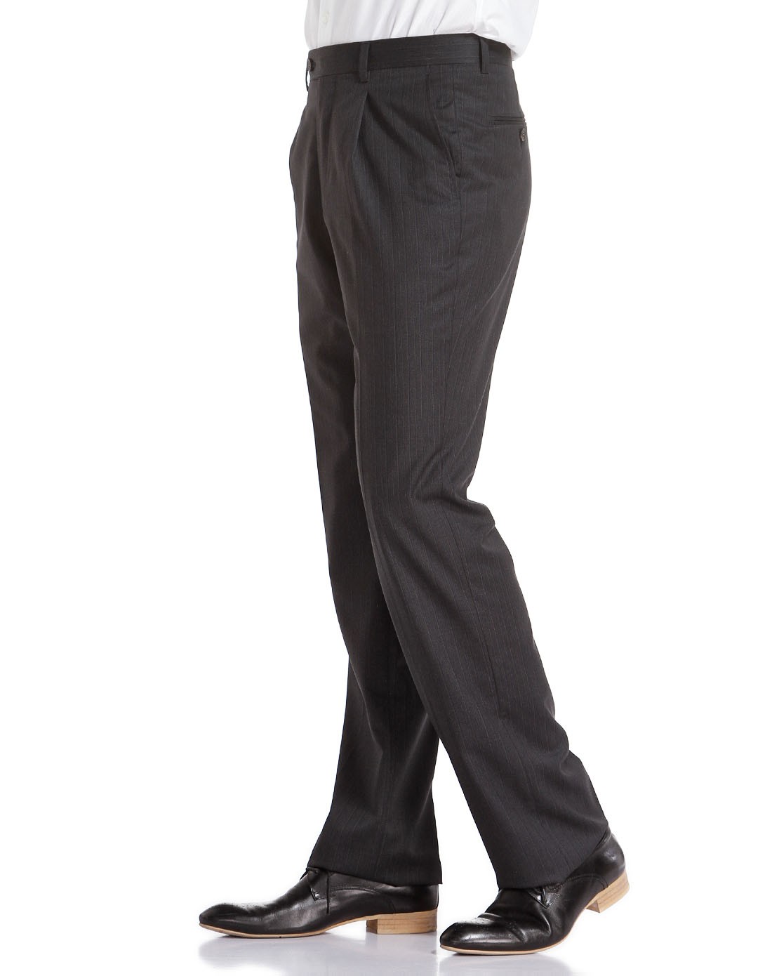 深灰色羊毛羊绒混纺长西裤