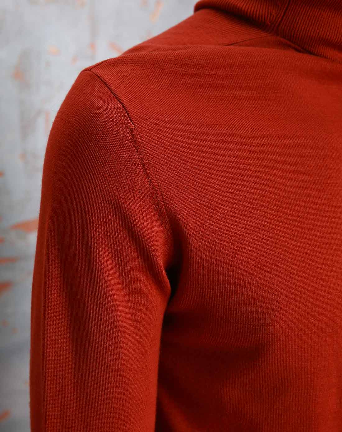 深橘红色帅气时尚百搭长袖针织衫