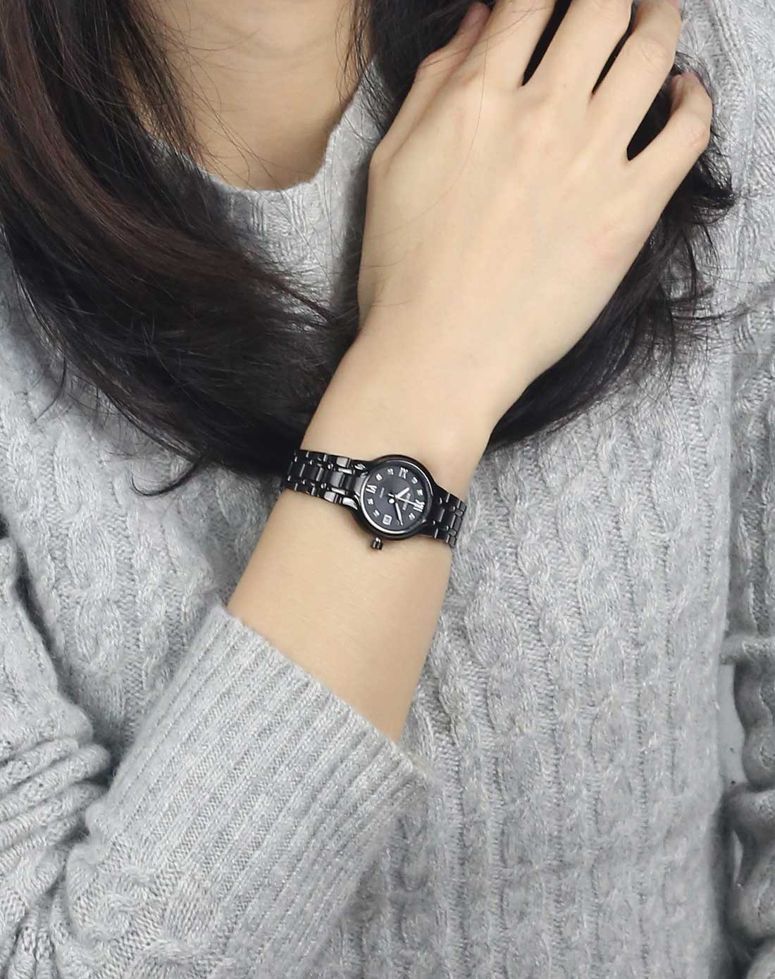 石英女式腕表 黑色表盘 钢带 g1114s06